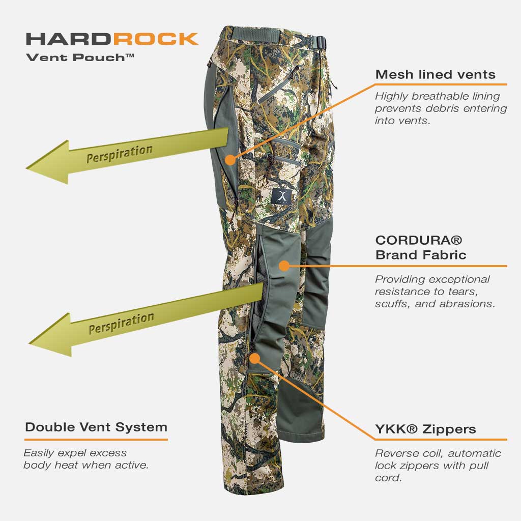 Vented hunting pants with knee pads